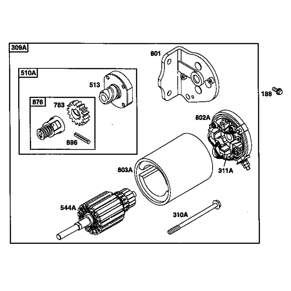 Motor Starter 2 Diagram and Parts List for 19E400-19E499 1132 Briggs and Stratton Engine